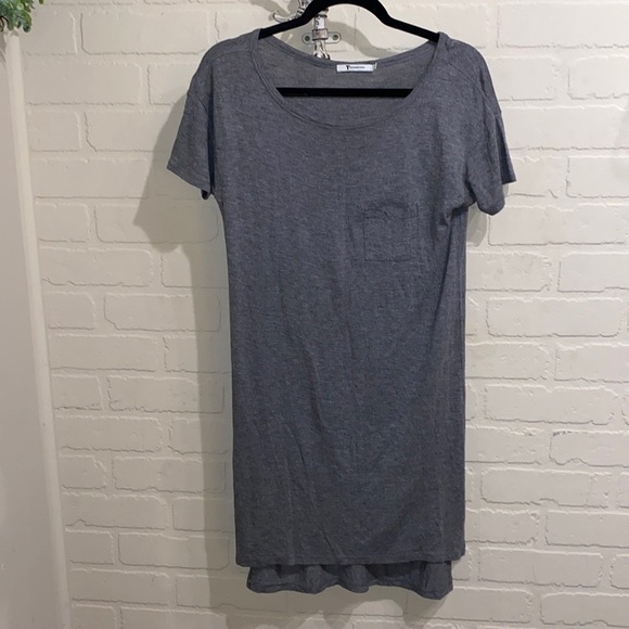 T by Alexander Wang dress gray step hem chest pocket xs tee style stretch - Picture 2 of 4